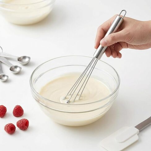 10 Inch Stainless Steel Ball Whisk, Round Bead Fine Wire, Ergonomic Handle With Hanging Hole in Kuwait