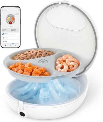 UBPET Automatic Wet Food Cat Feeder, Dual-Temp Auto Pet Feeder with Semiconductor Cooling & Heating, App-Controlled Automatic Pet Food Dispenser for Cats & Small Dogs, 72H Freshness Preservation in Kuwait
