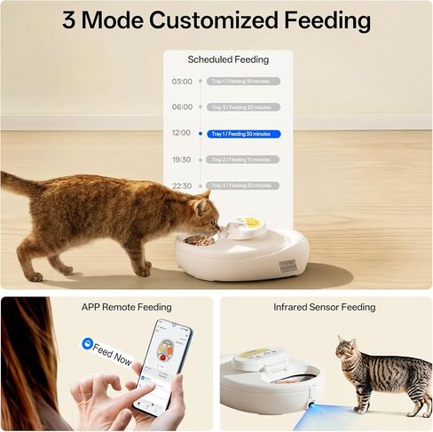 UBPET Automatic Wet Food Cat Feeder, Dual-Temp Auto Pet Feeder with Semiconductor Cooling & Heating, App-Controlled Automatic Pet Food Dispenser for Cats & Small Dogs, 72H Freshness Preservation in Kuwait