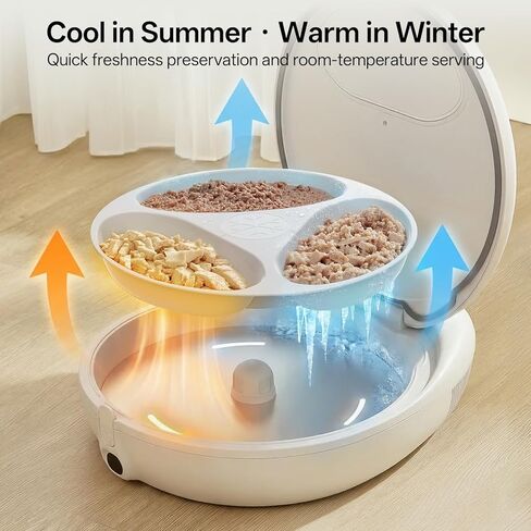 UBPET Automatic Wet Food Cat Feeder, Dual-Temp Auto Pet Feeder with Semiconductor Cooling & Heating, App-Controlled Automatic Pet Food Dispenser for Cats & Small Dogs, 72H Freshness Preservation in Kuwait