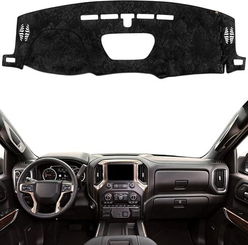 KEYOOG Dashboard Cover Dash Mat Fit for 2021-2019 Chevy Silverado 1500,G-MC Sierra 1500 (Without HUD Models),Car Dash Board Mat Anti-Glare Carpet,Non-Slip Pad Sunshield Protector (Flannel) in Saudi Arabia