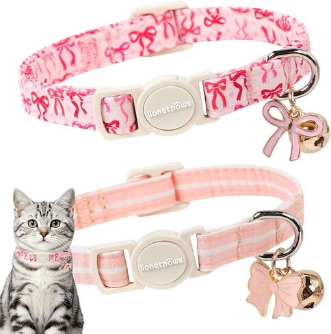 LIONET PAWS 2 Pack Breakaway Summer Cat Collars, Cute Soft Cotton Blue Beach Themed Kitten Collars with Bell for Boy Girl Cats in Saudi Arabia