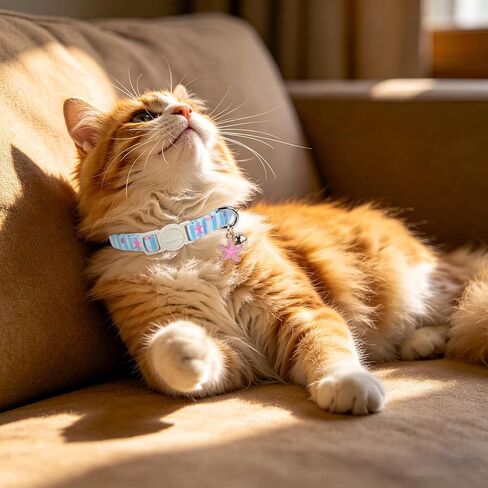 LIONET PAWS 2 Pack Breakaway Summer Cat Collars, Cute Soft Cotton Blue Beach Themed Kitten Collars with Bell for Boy Girl Cats in Saudi Arabia
