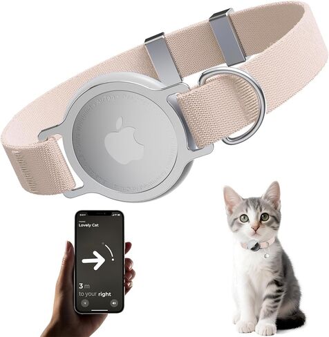 AirTag Cat Collar, Ultra Elastic Cat Tracker Collar, Airtag Holder Compatible with Apple Air Tag, [Lightweight & Scratch Resistant] Adjustable Stepless GPS Pet Collar for Cats Kittens, Black in Kuwait