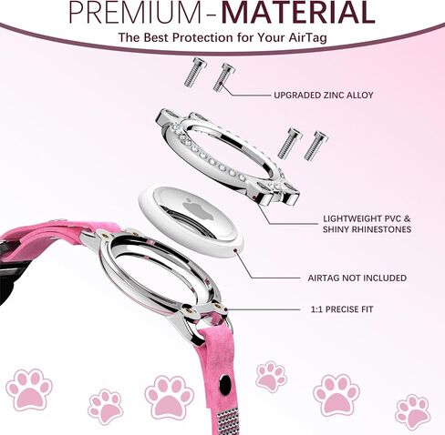 AirTag Cat Collar Breakaway, Rhinestone Microfiber Cat Collars with Air Tag Holder and Bell, Adjustable Comfortable GPS Tracker Cat Collar for Girl Boy, Kittens, Puppies(Pink) in Kuwait