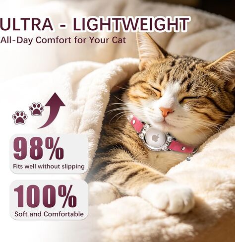 AirTag Cat Collar Breakaway, Rhinestone Microfiber Cat Collars with Air Tag Holder and Bell, Adjustable Comfortable GPS Tracker Cat Collar for Girl Boy, Kittens, Puppies(Pink) in Kuwait