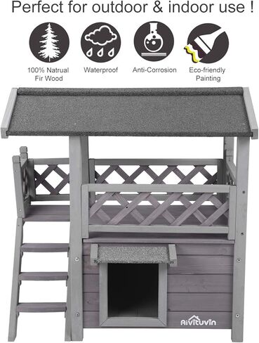 Feral Cat House Outdoor and Indoor Kitty Shelter with Stairs for Cats Insulated, Weatherproof Roof for Winter in Kuwait