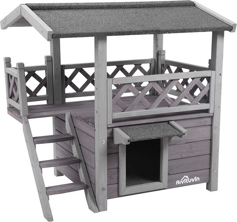 Feral Cat House Outdoor and Indoor Kitty Shelter with Stairs for Cats Insulated, Weatherproof Roof for Winter in Kuwait