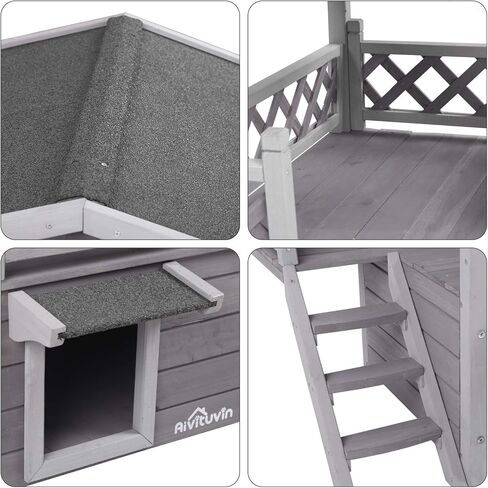 Feral Cat House Outdoor and Indoor Kitty Shelter with Stairs for Cats Insulated, Weatherproof Roof for Winter in Kuwait