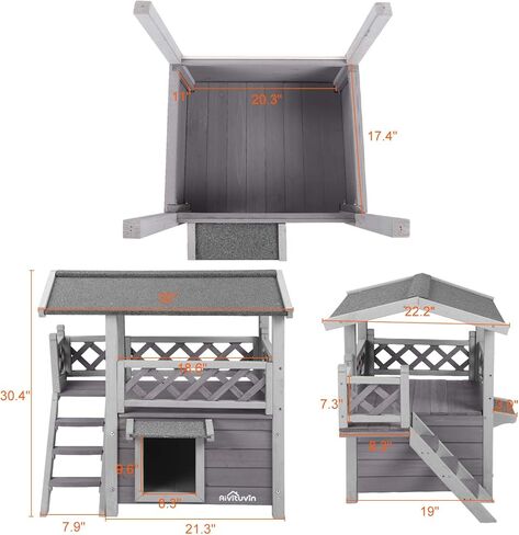 Feral Cat House Outdoor and Indoor Kitty Shelter with Stairs for Cats Insulated, Weatherproof Roof for Winter in Kuwait