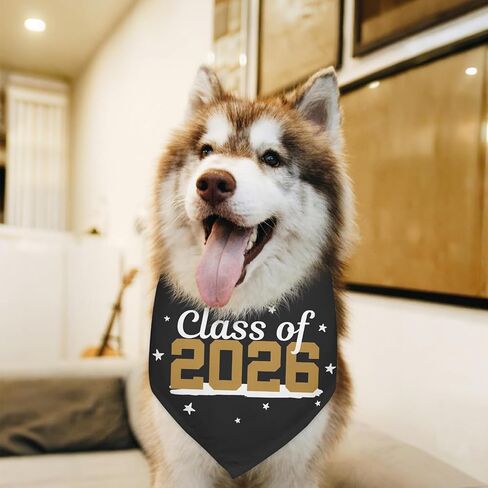 Class of 2026 Dog Bandanas Happy Funny Pet Scarf Accessories Graduation Gifts for My Mom and Dad Graduation Announcement Photo Prop Durable Triangle Scarf for Small Medium Large Dogs in Kuwait