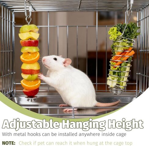 2Pcs Rat Enrichment Toys Stainless Steel Bird Food Holder Hanging Rodent Toys Slow Feeder Fancy Mice Cage Accessories Puzzle Toy for Hamster Rodents Bird Parrots Fruit Vegetable Holder in Kuwait