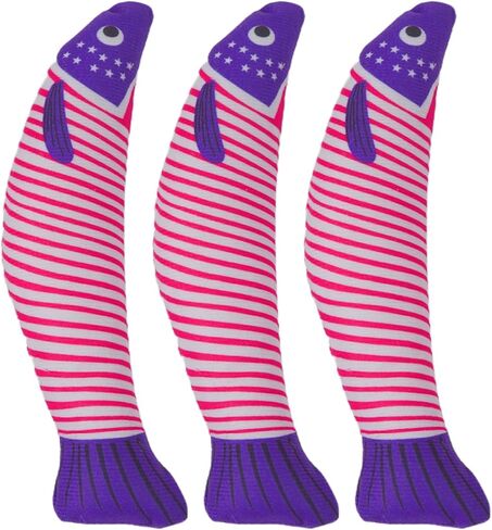 Catnip Fish Toys – Stars and Stripes Plush Cat Toys for Indoor Cats, Independence Day Themed Kicker Toy for Cats and Kittens, 4th of July Cat Gifts, 3-Pack in Kuwait