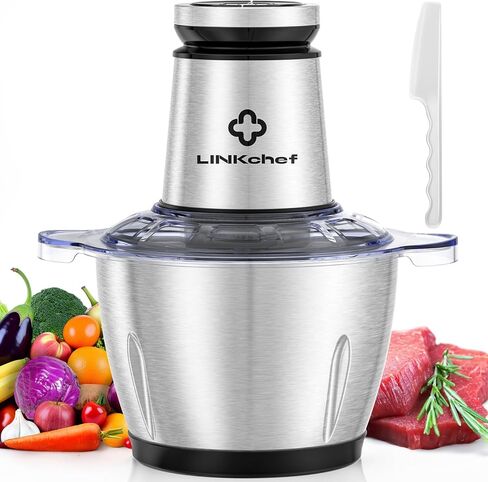 LINKChef Food Processor, 10 Cup Electric Food Chopper, 600W Meat Grinder with Stainless Steel Blades, 2.3L Large Capacity Kitchen Processor for Meat, Vegetables, Onion, Garlic & Meal Prep in Kuwait