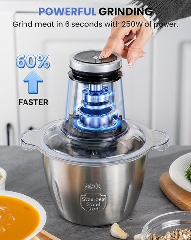 LINKChef Food Processor, 10 Cup Electric Food Chopper, 600W Meat Grinder with Stainless Steel Blades, 2.3L Large Capacity Kitchen Processor for Meat, Vegetables, Onion, Garlic & Meal Prep in Kuwait