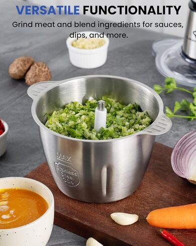 LINKChef Food Processor, 10 Cup Electric Food Chopper, 600W Meat Grinder with Stainless Steel Blades, 2.3L Large Capacity Kitchen Processor for Meat, Vegetables, Onion, Garlic & Meal Prep in Kuwait
