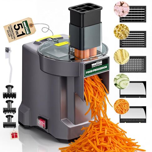 WantJoin 5 in 1 Electric Vegetable Chopper - Multifunctional Commercial Food Processor with Stainless Steel Blades for Slicing(2.5mm), Dicing(8/12mm), Chopping(2.5mm), Shredding in Kuwait