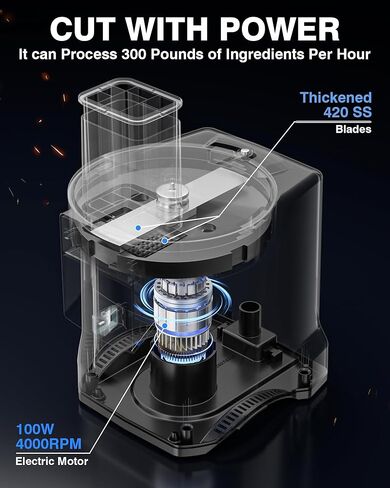 WantJoin 5 in 1 Electric Vegetable Chopper - Multifunctional Commercial Food Processor with Stainless Steel Blades for Slicing(2.5mm), Dicing(8/12mm), Chopping(2.5mm), Shredding in Kuwait