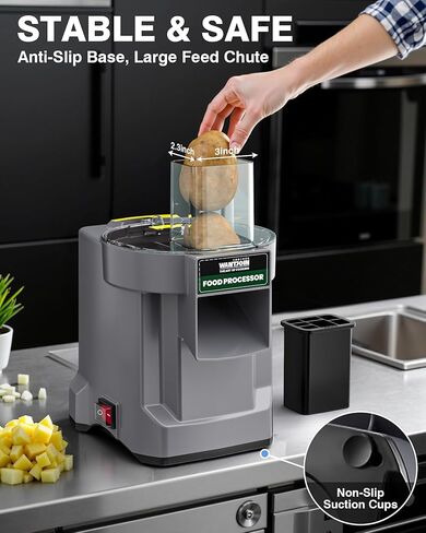 WantJoin 5 in 1 Electric Vegetable Chopper - Multifunctional Commercial Food Processor with Stainless Steel Blades for Slicing(2.5mm), Dicing(8/12mm), Chopping(2.5mm), Shredding in Kuwait