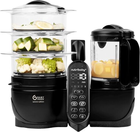 Babymoov Duo Meal Station XL 6-in-1 Baby Food Maker, Large Capacity Steamer Blender Processor, Bottle Warmer, Defroster, Sterilizer for Homemade Baby Food, Black in Kuwait
