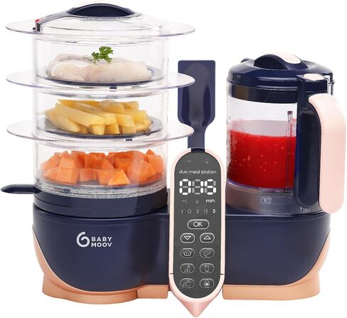 Babymoov Duo Meal Station XL 6-in-1 Baby Food Maker, Large Capacity Steamer Blender Processor, Bottle Warmer, Defroster, Sterilizer for Homemade Baby Food, Black in Saudi Arabia