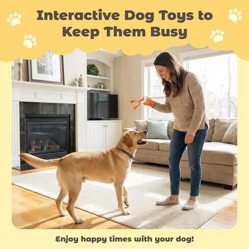 Interactive Dog Toys, Automatic Moving and Rolling Dogs Toy with Rope for Medium Large Dogs, Motion-Activated Dog Ball to Keep Them Busy(Orange) in Kuwait
