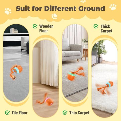 Interactive Dog Toys, Automatic Moving and Rolling Dogs Toy with Rope for Medium Large Dogs, Motion-Activated Dog Ball to Keep Them Busy(Orange) in Kuwait