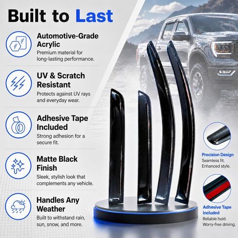 Window Visor Compatible with Toyota RAV4 2006-2012, Rain Guard Tape-On Extra Durable Sun Wind Air Side Vent Window Deflector, 2006 2007 2008 2009 2010 2011 2012 in Saudi Arabia