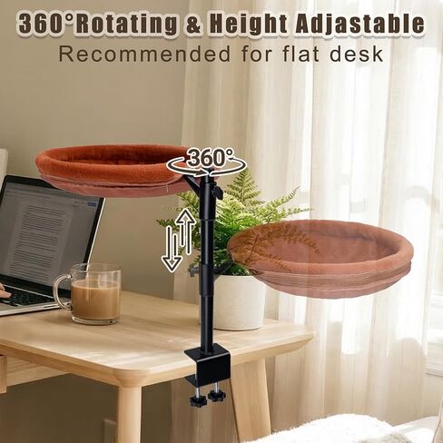 360° Rotating Cat Desk Bed, Height Adjustable Elevated Cat Perch with 2 Breathable & Warm Covers for All-Season Comfort, Quick Install, Supports up to 30 lbs in Kuwait
