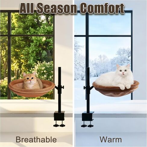 360° Rotating Cat Desk Bed, Height Adjustable Elevated Cat Perch with 2 Breathable & Warm Covers for All-Season Comfort, Quick Install, Supports up to 30 lbs in Kuwait