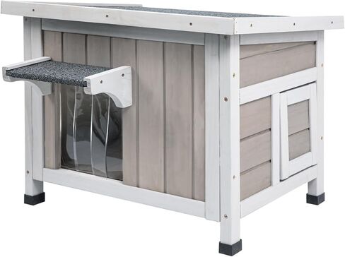 Ketive Insulated Cat House Outdoor Cat Shelter for Feral Cats in Winter,All-Round Foam Insulation Weatherproof Wooden Cat Houses for Cats Rabbits and Small Animals with Escape Door Open Roof in Saudi Arabia