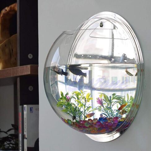 Clear Acrylic Betta Fish Bowl - Hanging Wall Mounted Aquarium for Turtles, 30 Gallon in Kuwait