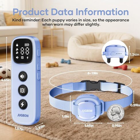 Shock Collar for Small Dogs - 4200FT Dog Training Collar with Remote for 5-30lbs Mini Small Dogs, IPX8-Waterproof Rechargeable E-Collar with Beep (1-9), Vibration(1-3), Safe Shock(0-16)(Blue) in Kuwait