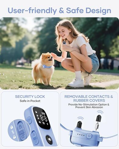 Shock Collar for Small Dogs - 4200FT Dog Training Collar with Remote for 5-30lbs Mini Small Dogs, IPX8-Waterproof Rechargeable E-Collar with Beep (1-9), Vibration(1-3), Safe Shock(0-16)(Blue) in Kuwait
