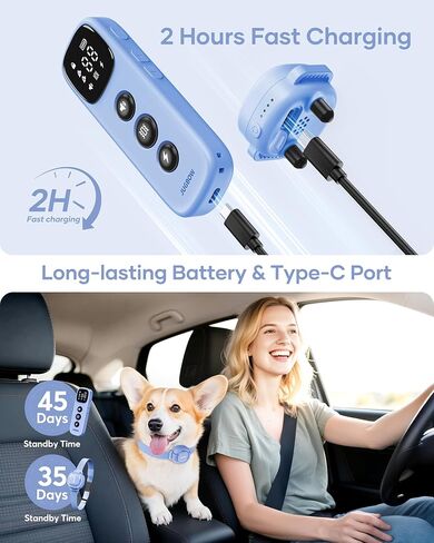 Shock Collar for Small Dogs - 4200FT Dog Training Collar with Remote for 5-30lbs Mini Small Dogs, IPX8-Waterproof Rechargeable E-Collar with Beep (1-9), Vibration(1-3), Safe Shock(0-16)(Blue) in Kuwait