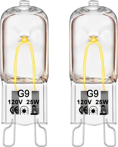 لمبة إضاءة متوافقة مع فرن الميكروويف ويرلبول K-itchenaid Jenn-air Ma-ytag، G9 120V 25W، ضوء موقد بديل/تحت لمبة ضوء الميكروويف، يستبدل W10709921 W10208564، عبوتان in Kuwait