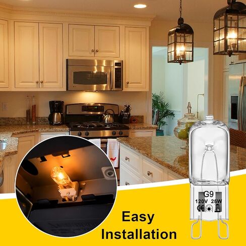 لمبة إضاءة متوافقة مع فرن الميكروويف ويرلبول K-itchenaid Jenn-air Ma-ytag، G9 120V 25W، ضوء موقد بديل/تحت لمبة ضوء الميكروويف، يستبدل W10709921 W10208564، عبوتان in Kuwait