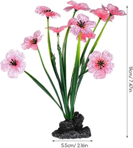 Toddmomy 2Pcs Pink Silk Aquarium Plants, 7.47 Inch Realistic Betta Fish Tank Decorations, Artificial Aquatic Plants for Desktop Freshwater Saltwater Tanks in Kuwait