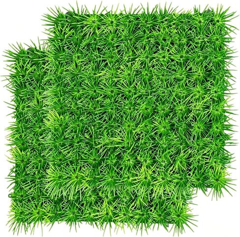 حوض السمك ديكور العشب السلطعون الناسك تسلق الجدار 2PCS 9 "× 9" حصيرة العشب البلاستيكية الاصطناعية مع 8 أكواب شفط، المناظر الطبيعية تحت الماء لخزانات الأسماك، تررم الزواحف in Kuwait