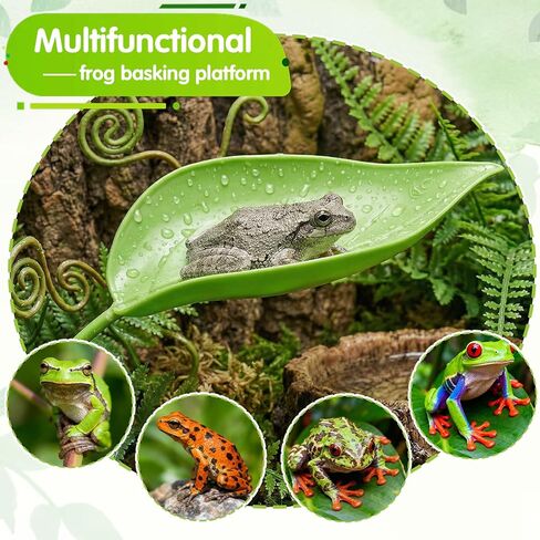 3pcs Turtle Basking Platform Tree Frog Gecko Turtle Tank Accessories Leaf Shape Crested Gecko Hide Frog Tank Accessories with Suction Cups Turtles Tanks Decor in Kuwait
