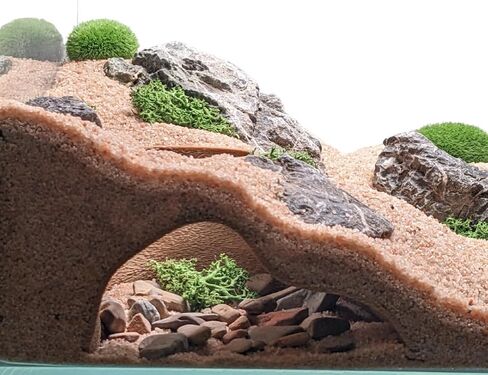 Aquarium & Terrarium Natural Viewing Cave | Fish & Reptiles | Gecko, Corydora, Pleco, Kuhli Loach Hide (Sand - Grid Entrance Design - for Shrimp, Isopods) in Saudi Arabia