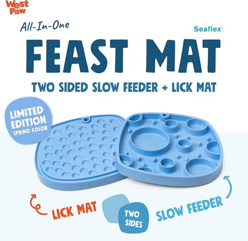 West Paw Seaflex Bubbles Feast Mat – All-in-One, Slow Feeder, Lick Mat – Encourages Foraging & Food Exploration - Engages Picky Eaters & Slow Feeding - Versatile – Easy to Clean, Non-Toxic -Periwinkle in Saudi Arabia