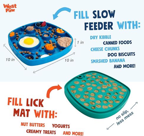West Paw Seaflex Bubbles Feast Mat – All-in-One, Slow Feeder, Lick Mat – Encourages Foraging & Food Exploration - Engages Picky Eaters & Slow Feeding - Versatile – Easy to Clean, Non-Toxic -Periwinkle in Saudi Arabia