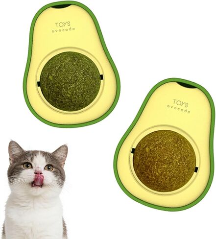 Catnip & Silver Vine Balls, Variety 2 Pack- Sticky Wall Cat Toys with Adhesive, 2 Scents for Interactive Play, Fun Indoor Toys for Cats and Kittens in Kuwait