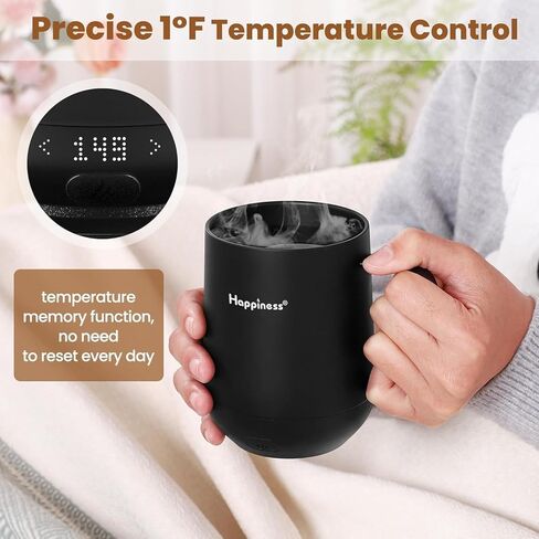 Happiness Smart Heated Coffee Mug 12oz,Rechargeable Electric Self Heating Temperature Control Coffee Cup Gifts for Mom Dad Women Men in Kuwait