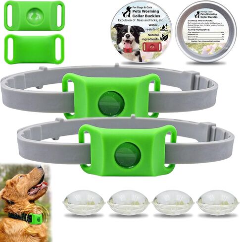 Tags for Dogs, Natural Collar for Dog, Waterproof Design, Long Lasting Protection, Extremely Stretchable - Fits Every Dog, for Rain, Mud, River, Swim (2PCS-Green) in Saudi Arabia