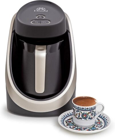 ETHNIQ Turkish Coffee Maker - 100% BPA Free, 120V, 1 to 4 Cup Brewing Capacity with Cook Sense Technology for Delicious Cup of Turkish & Greek Coffee, Turkish Coffee Pot - Black in Kuwait