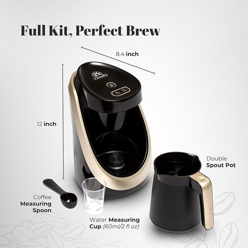 ETHNIQ Turkish Coffee Maker - 100% BPA Free, 120V, 1 to 4 Cup Brewing Capacity with Cook Sense Technology for Delicious Cup of Turkish & Greek Coffee, Turkish Coffee Pot - Black in Kuwait