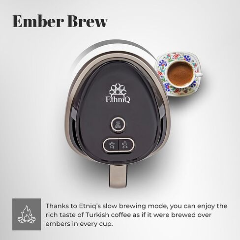 ETHNIQ Turkish Coffee Maker - 100% BPA Free, 120V, 1 to 4 Cup Brewing Capacity with Cook Sense Technology for Delicious Cup of Turkish & Greek Coffee, Turkish Coffee Pot - Black in Kuwait