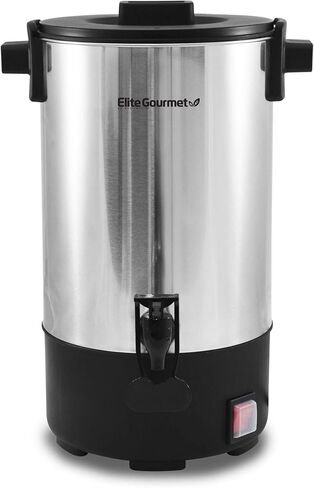 Elite Gourmet CCM040X 40 كوب كهربائي لتحضير القهوة بالماء الساخن، فلتر قابل للإزالة لسهولة التنظيف، موزع في اتجاهين مع مقابض باردة الملمس، من الفولاذ المقاوم للصدأ in Kuwait